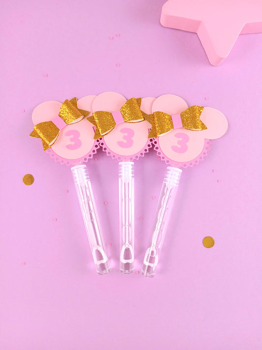 Pink Mouse Bubble Party Favors | Mouse First Birthday/Baby Shower Party Favors | Pink and Silver Mouse Favors | Pink and Gold Mouse Birthday